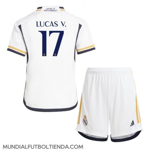 Camiseta Real Madrid Lucas Vazquez #17 Primera Equipación Replica 2023-24 para niños mangas cortas (+ Pantalones cortos)